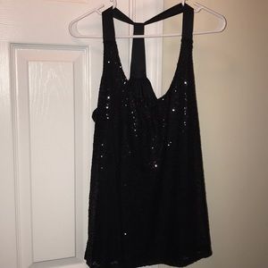 SOLD Black sequin racer back top
